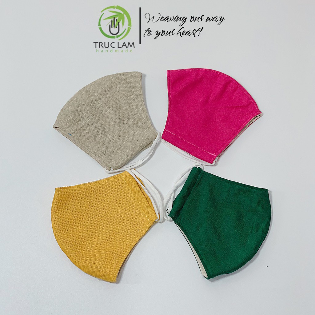 Khẩu Trang Vải 3 Lớp Kháng Khuẩn Chất Liệu Linen Màu Trơn B Trúc Lâm Handmade