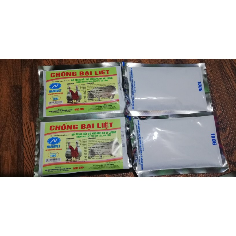 1 gói 100g CHỐNG BẠI LIỆT BỔ SUNG ĐẦY ĐỦ KHOÁNG ĐA VI LƯỢNG CHỐNG BẠI LIỆT CHO GIA SÚC, GIA CẦM, GÀ ĐÁ, CHIM