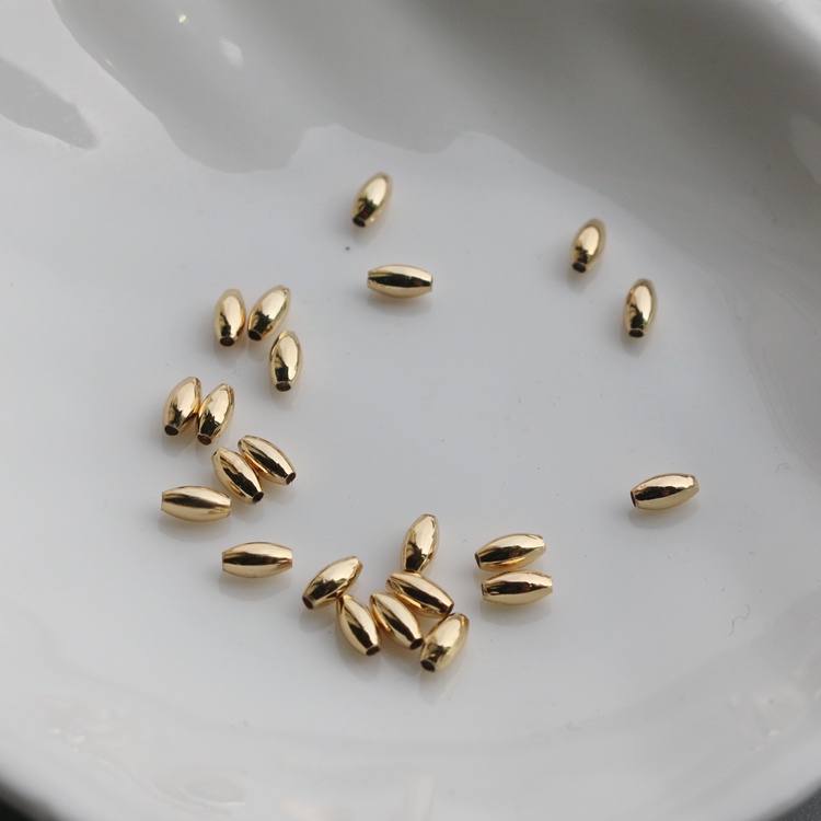 Set 100 Hạt Cườm Đồng 14k 2 * 4mm Dùng Để Làm Đồ Trang Sức Handmade