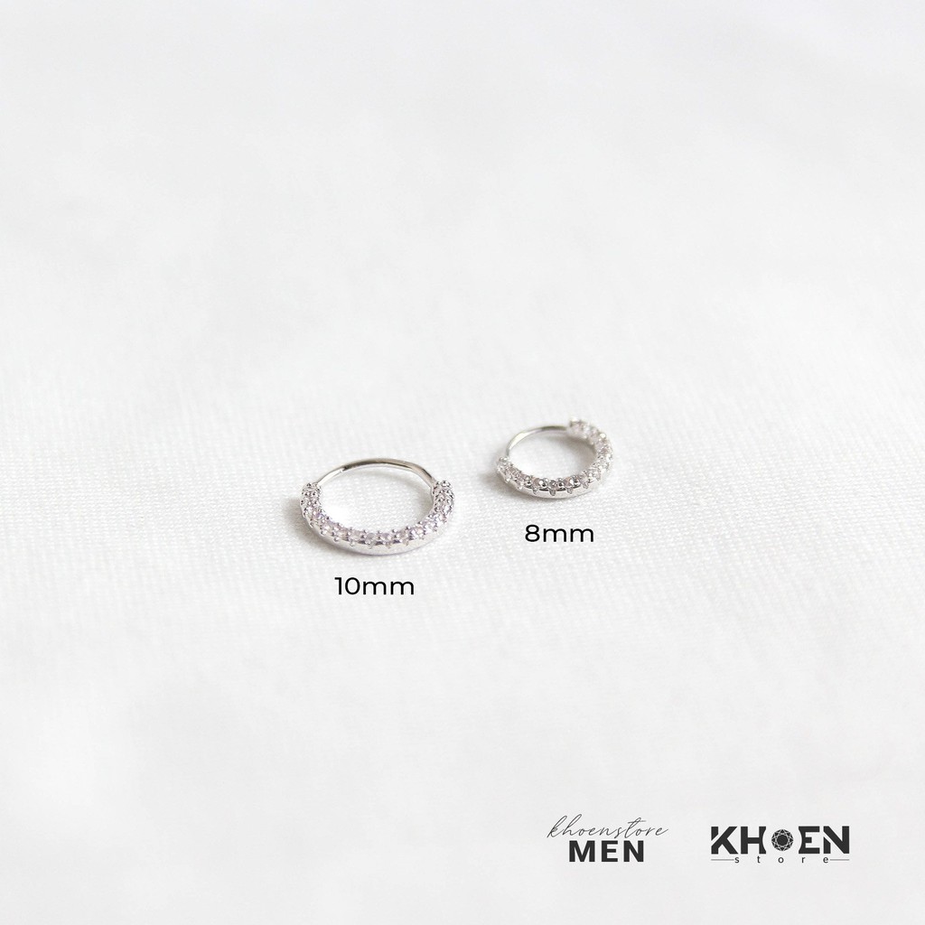 Khuyên tai Tròn viền đá mặt trên - dạng bẻ ngang