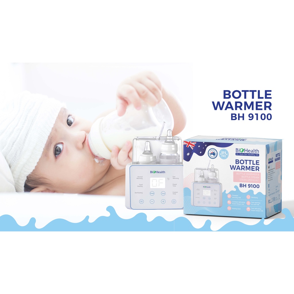 Máy Hâm Sữa &amp; Tiệt Trùng BH9100 - Hâm Nóng Đều 2 Bình - Tiết Kiệm Thời Gian - Sang Trọng, Hiện Đại