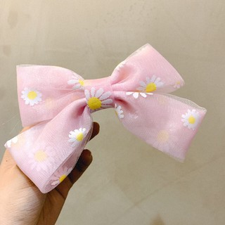 Nơ kẹp tóc voan hoa cúc dễ thương