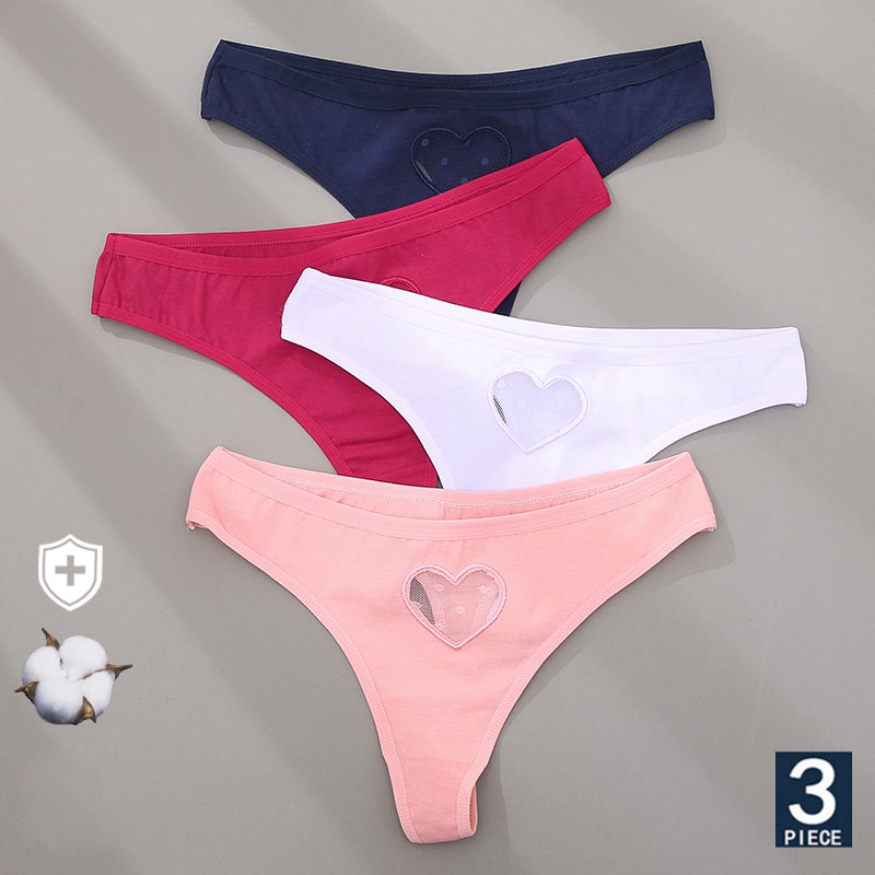 Bộ 3 quần lót FINETOO lọt khe eo thấp phối ren thời trang quyến rũ dành cho nữ