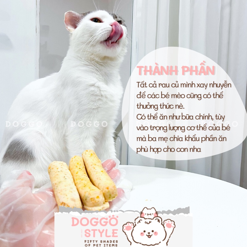 Bữa Ăn Dinh Dưỡng Cho Chó Và Mèo Xúc Xích Gà/Heo Rau Củ Tươi Hấp Cung Cấp Protein Chất Xơ DoggoStyle
