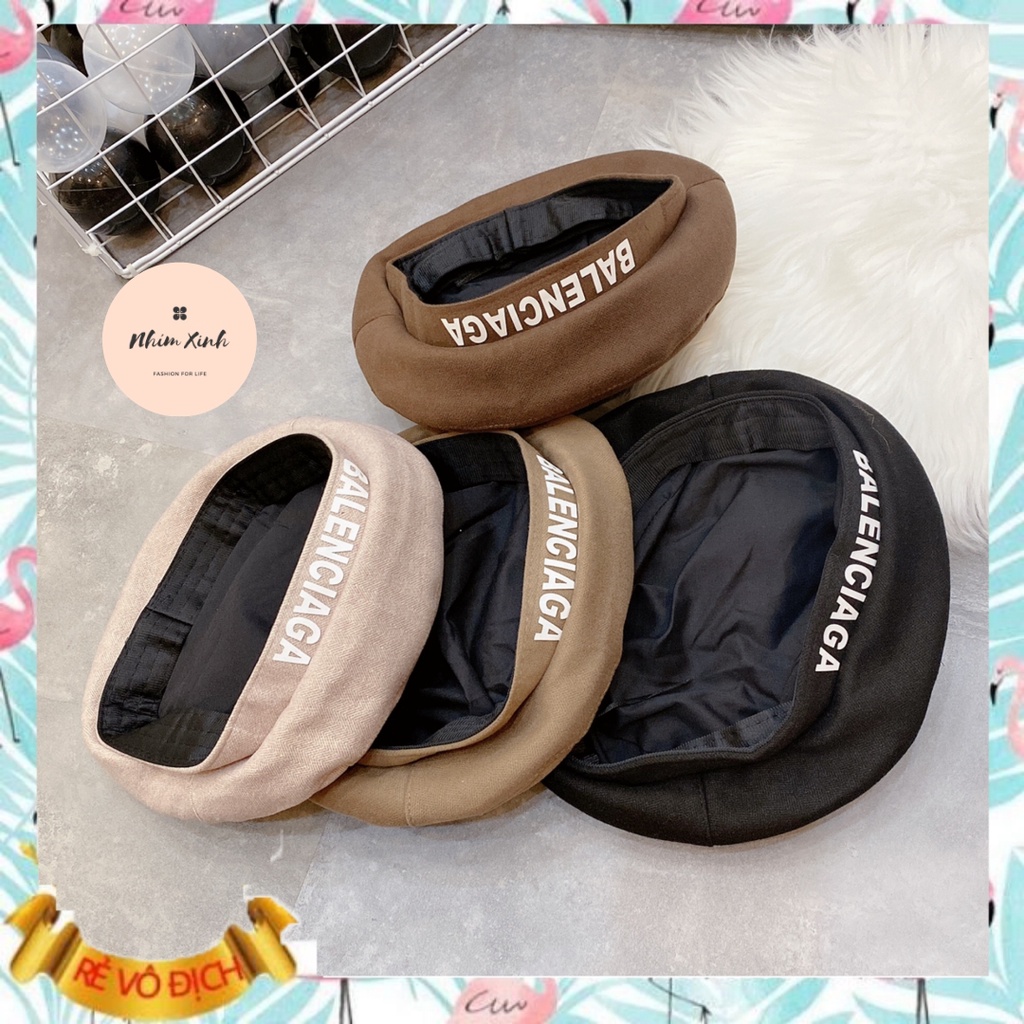 Mũ nồi thu đông cho nữ Balenciaga, chất dạ đẹp, phom chuẩn dáng xinh, màu Đen/Hồng/Nâu - Hàng Quảng Châu loại 1