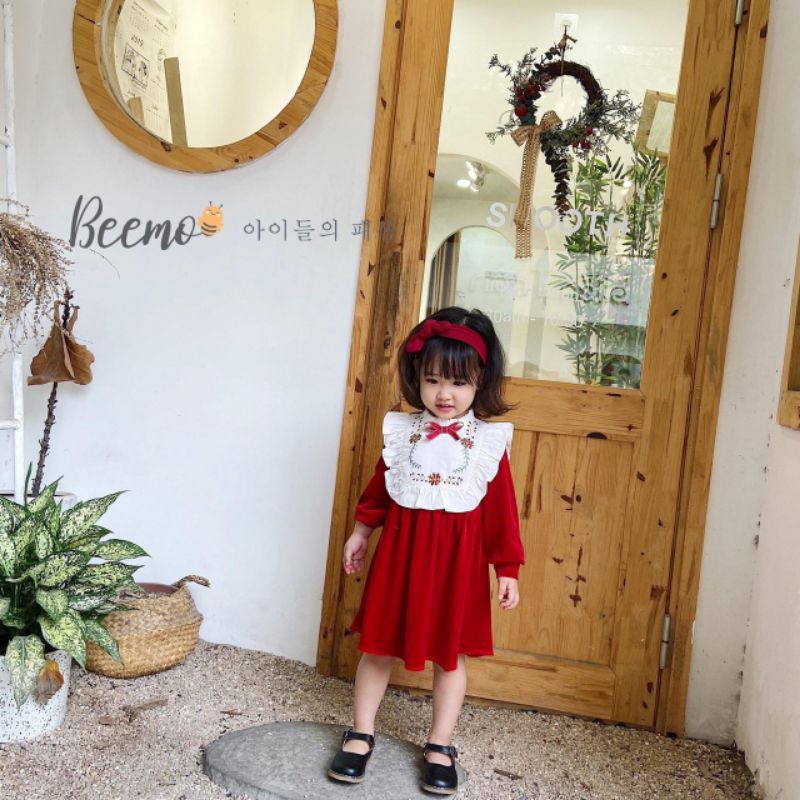 Váy nhung đỏ giáng sinh bé gái Beemo