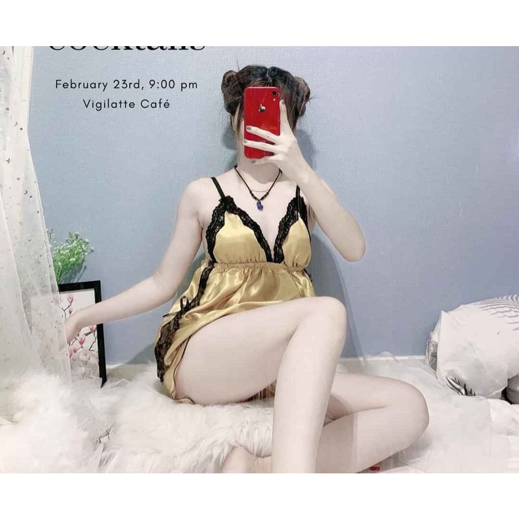 Đồ ngủ sexy hở lưng CÓ MÚT NGỰC freesize dưới 57kg