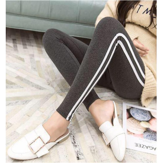 Quần Legging Bầu thu đông kẻ sọc chất cotton giữ ấm ,dáng thể thao và cá tính thiết kế bởi LAMME