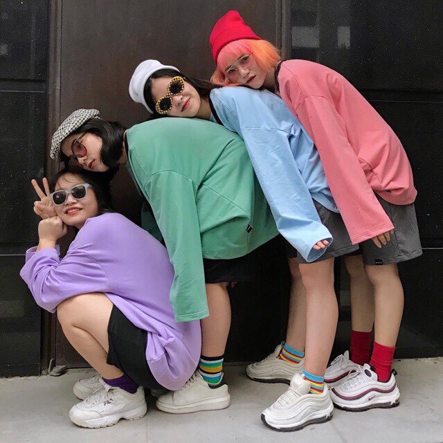 ÁO DÀI TAY TRƠN 10 MÀU PASTEL UNISEX - ÁO THUN NỈ TRƠN HOT | BigBuy360 - bigbuy360.vn