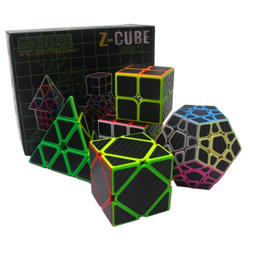 Combo 5 Rubik Zcube Carbon, đồ chơi 5 Rubik cao cấp quốc tế phát triển trí não