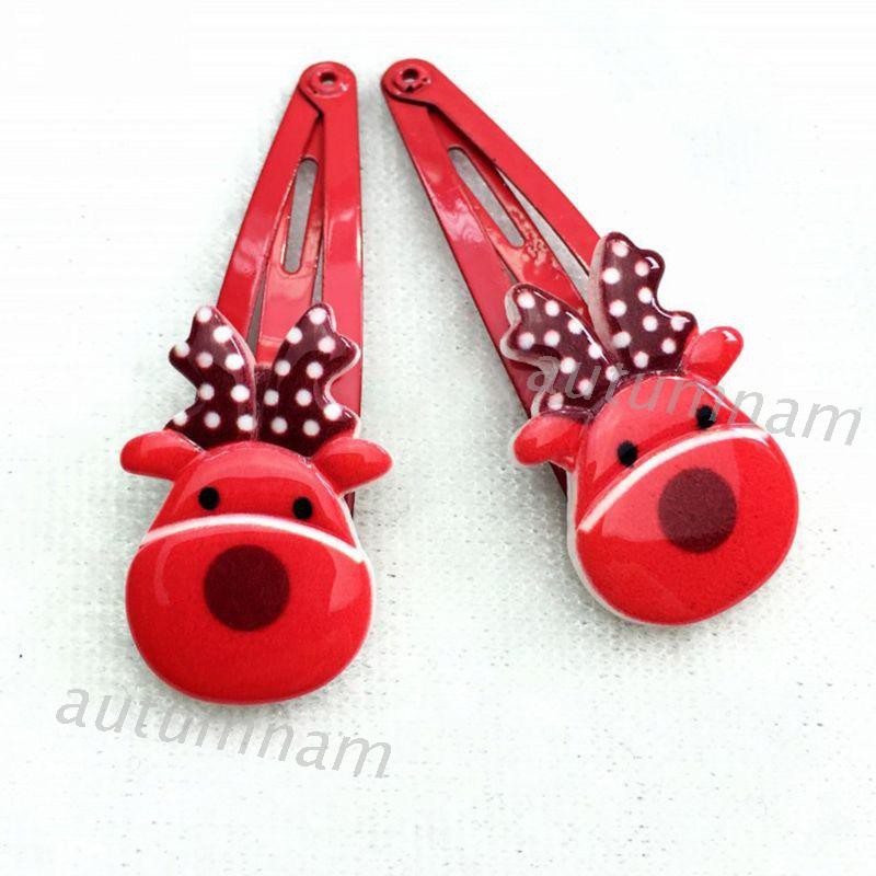 AUTU Christmas Girls Cartoon Hairpins Snowman Randomly Send