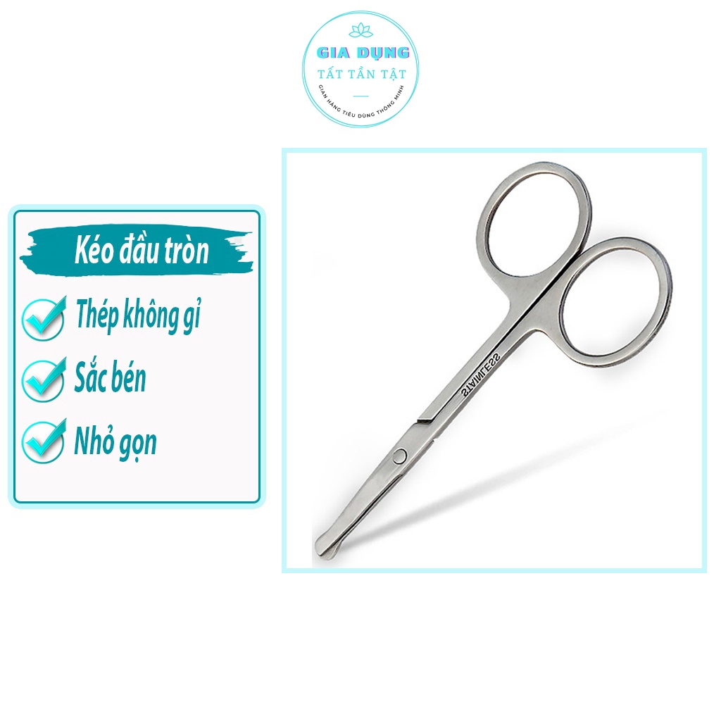Kéo Cắt Lông Mũi  Đầu Tròn Đa Năng Mini Giúp Cắt Tỉa Lông Mày, Tóc, Râu, Dễ Sử Dụng An Toàn.