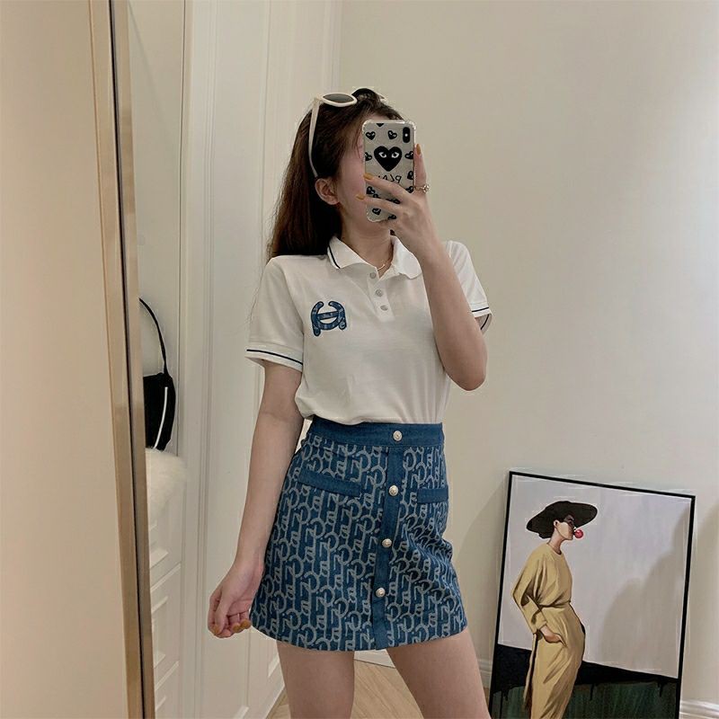 set áo cổ bẻ mix chân váy cúc ngọc | BigBuy360 - bigbuy360.vn