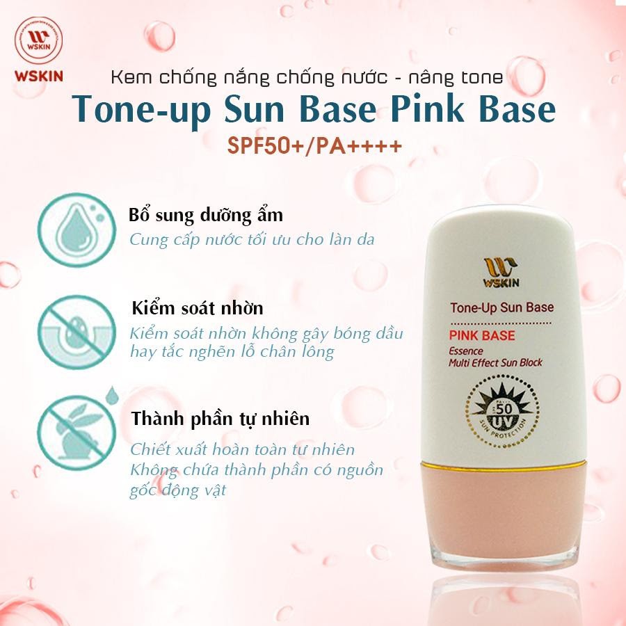 Kem Chống Nắng nâng tone lót makeup Sun Base Pink Base SPF50+ PA++++ Hàn Quốc