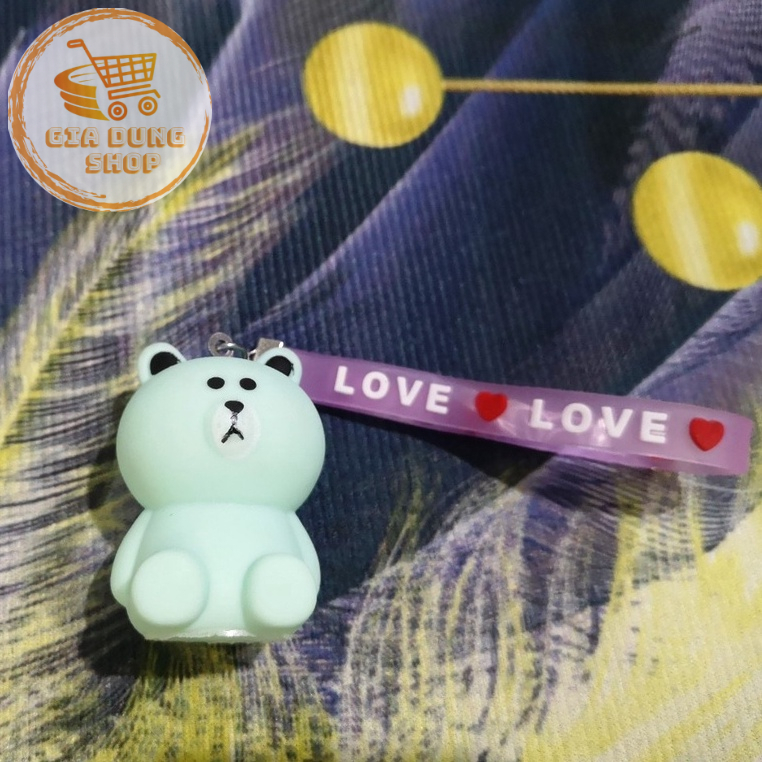 Móc khóa GẤU XANH gấu bóp kêu Cute