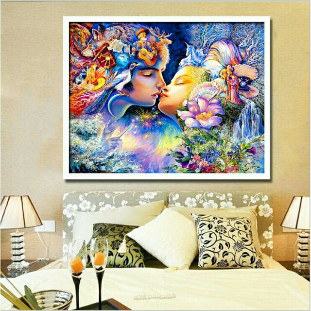 Tranh đính đá ABC NGƯỜI TÌNH TRÊN KHÔNG(DF2345)75×62 cm chưa đính.