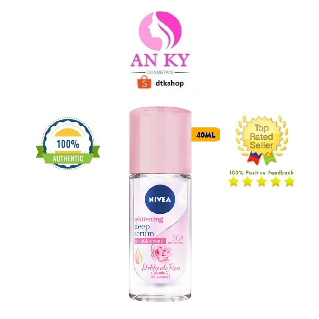 Lăn Ngăn Mùi Dưỡng Trắng Hương Hoa Hồng Hokkaido Nivea Whitening Deep Serum Hokkaido Rose 40ml