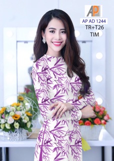 Vải may áo dài in lá trúc AP