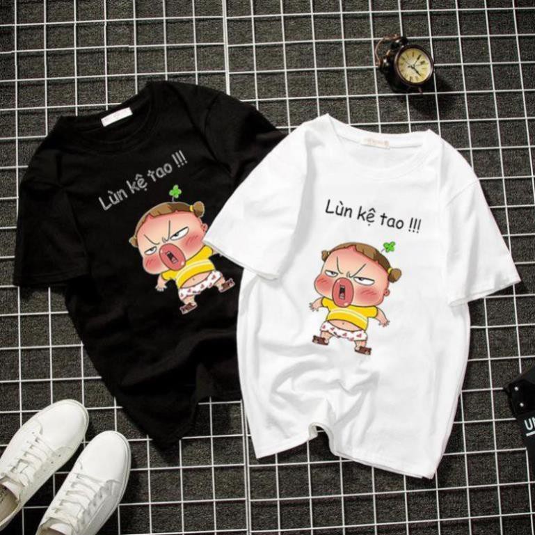 Áo thun unisex form rộng in lùn kệ tao dễ thương vải dày mịn 2019T1100