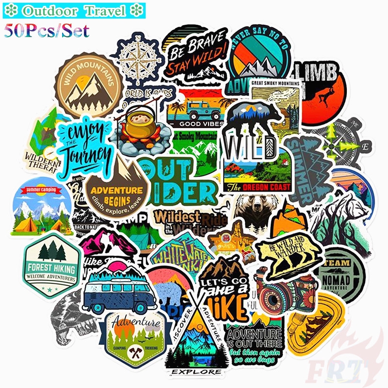 Bộ 50 sticker hỗn hợp phong cách cắm trại ngoài trời 01 & phiêu lưu hoang dã trang trí máy tính hành lý ván trượt DIY