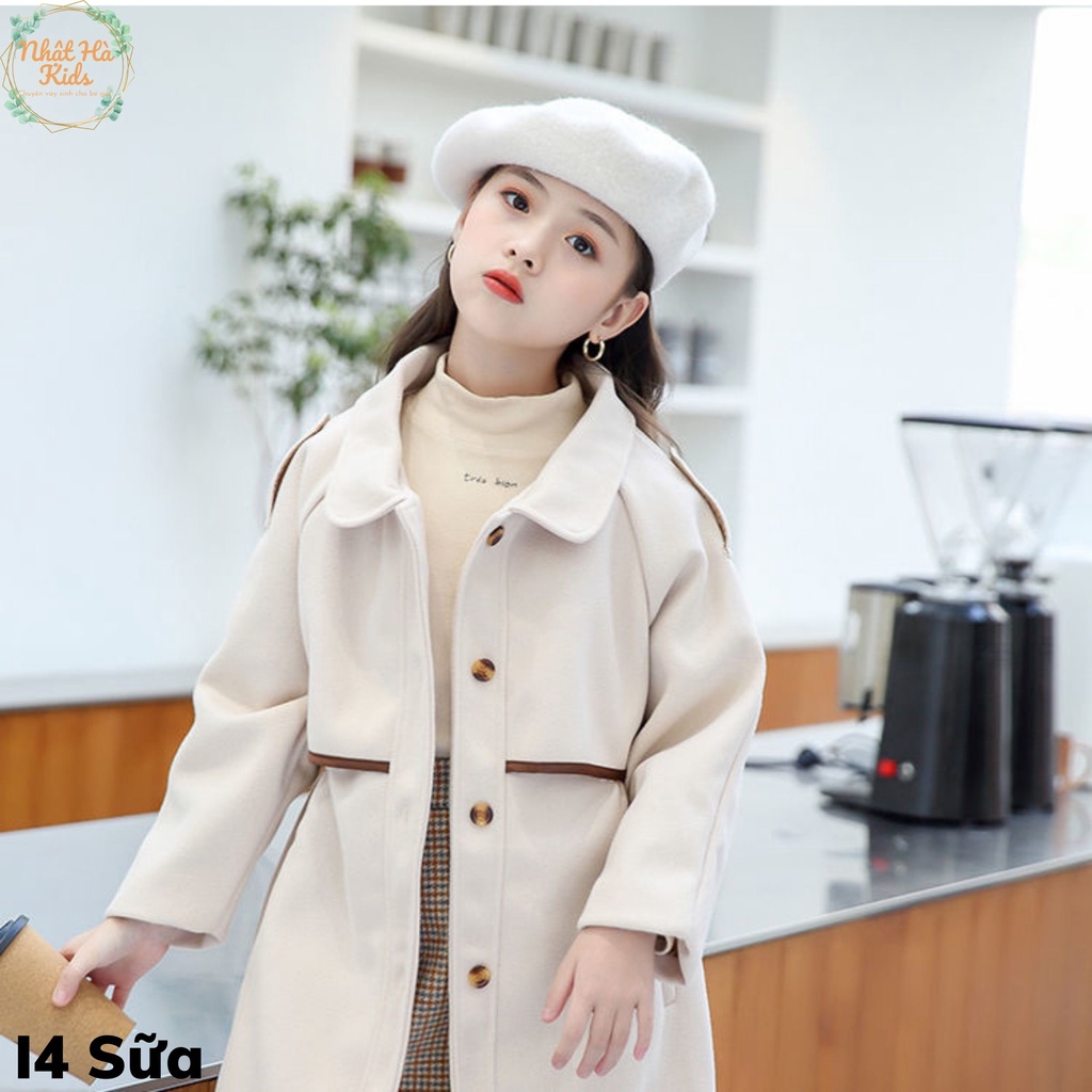 Áo khoác dạ bé gái size từ 14-40kg chất liệu dạ sang chảnh phù hợp cho mùa thu đông