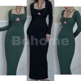 Đầm body cổ yếm dài,đầm sexy, thời trang nữ,đầm nữ , đầm body Bohome