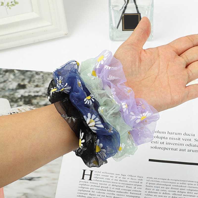 Dây buộc tóc thiết kế in hoa cúc độc đáo xinh xắn cho nữ