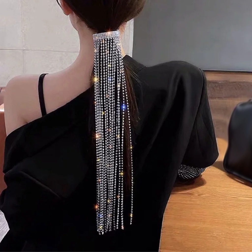 Kẹp Tóc Dây Xích Dài Lấp Lánh Dễ Phối Đồ Sử Dụng Hàng Ngày