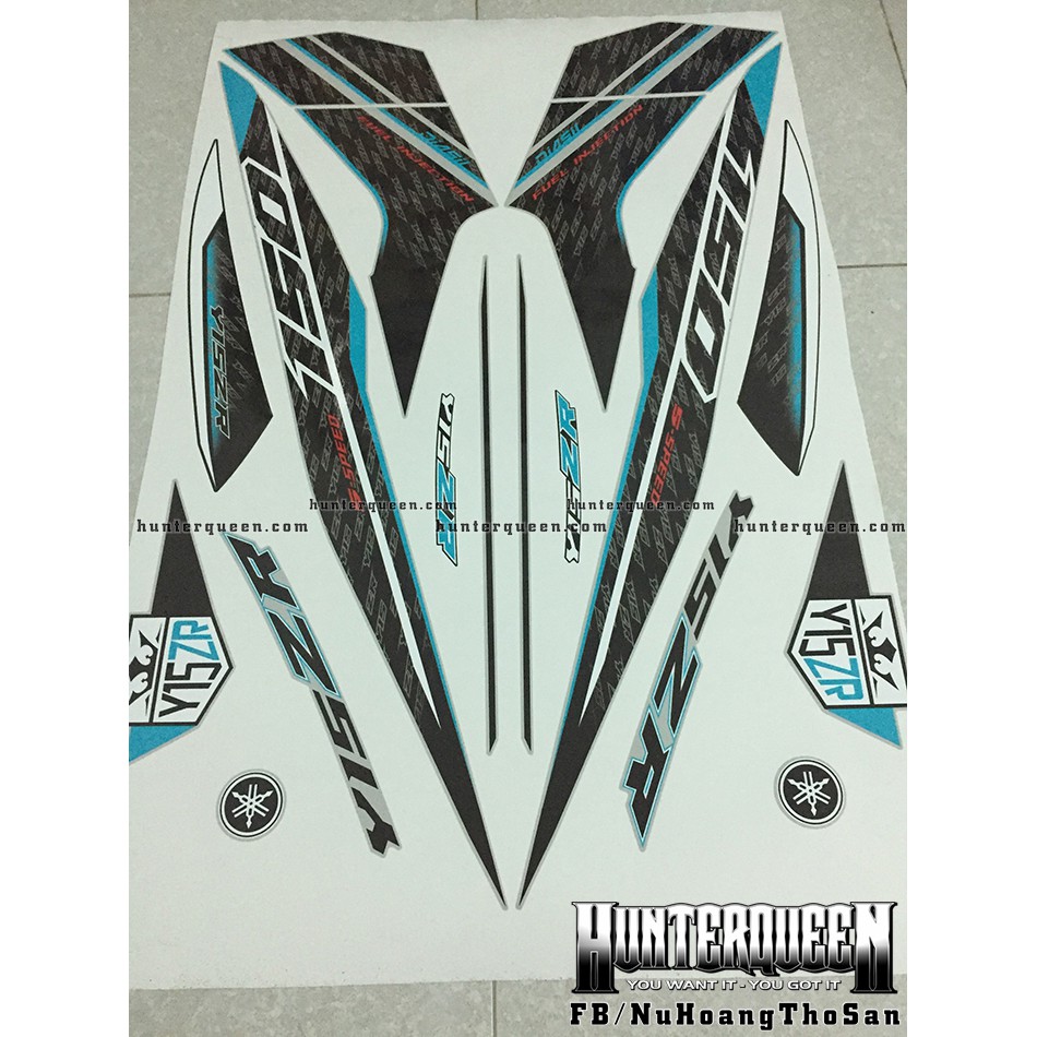 Tem Exciter 150. Tem rời Y15ZR dán xe bạc mặt nạ đen. Xe màu khác vui lòng inbox