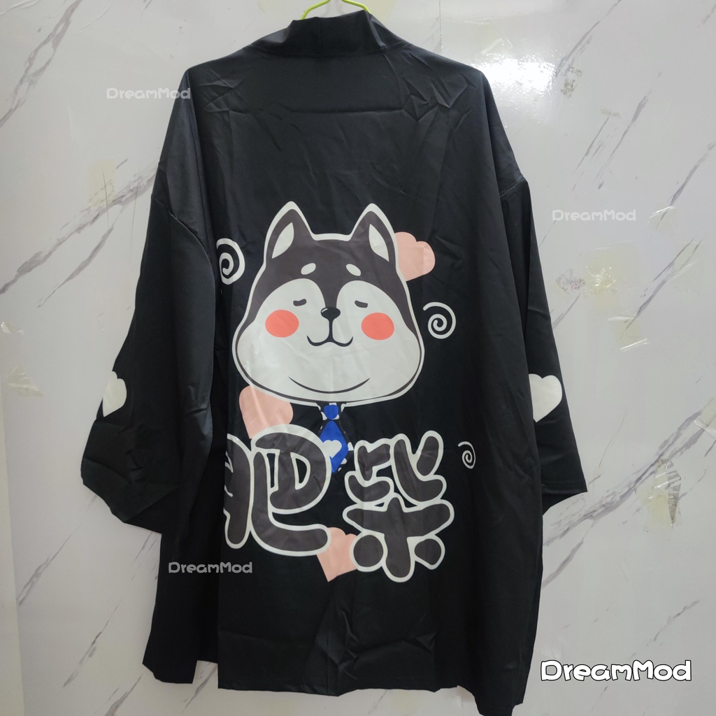 Áo khoác kimono ngắn tay in hình chú cún Shiba anime đáng yêu