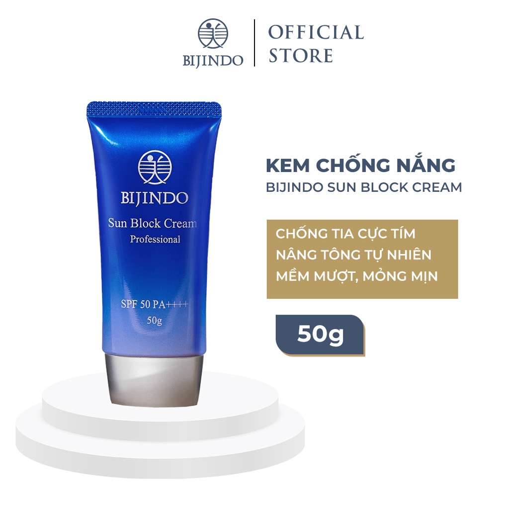 Kem Chống Nắng Kiềm Dầu Cao Cấp BIJINDO 50g SPF 50 PA Dưỡng Trắng Bảo Vệ Khỏi Tia UV Cho Mọi Loại Da | Sản Xuất Tại Nhật