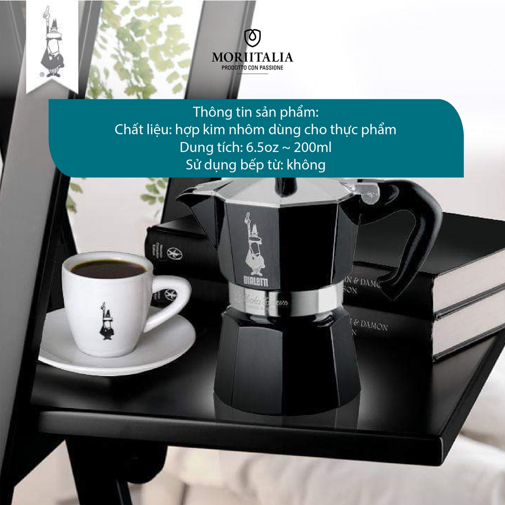 [Mã BMBAU300 giảm 7% đơn 499K] Bình pha cà phê Bialetti Moka 3 cup màu đen sang trọng tiện lợi Moriitalia 0004952