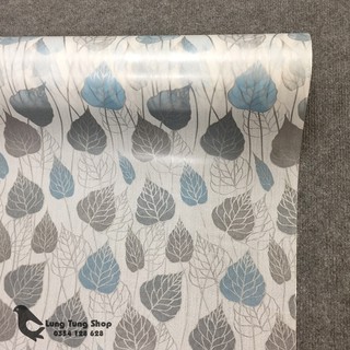 Decal dán kính họa tiết lá cây - giấy dán kính màu xanh dương
