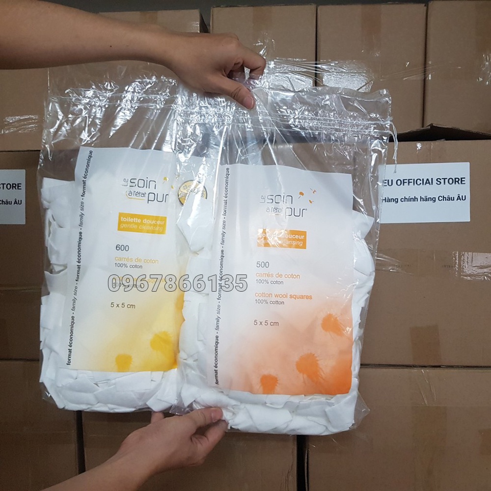 600 Miếng Bông Tẩy Trang Pháp TETRA Le Soin Laretat Pur 100% Cotton Tự Nhiên
