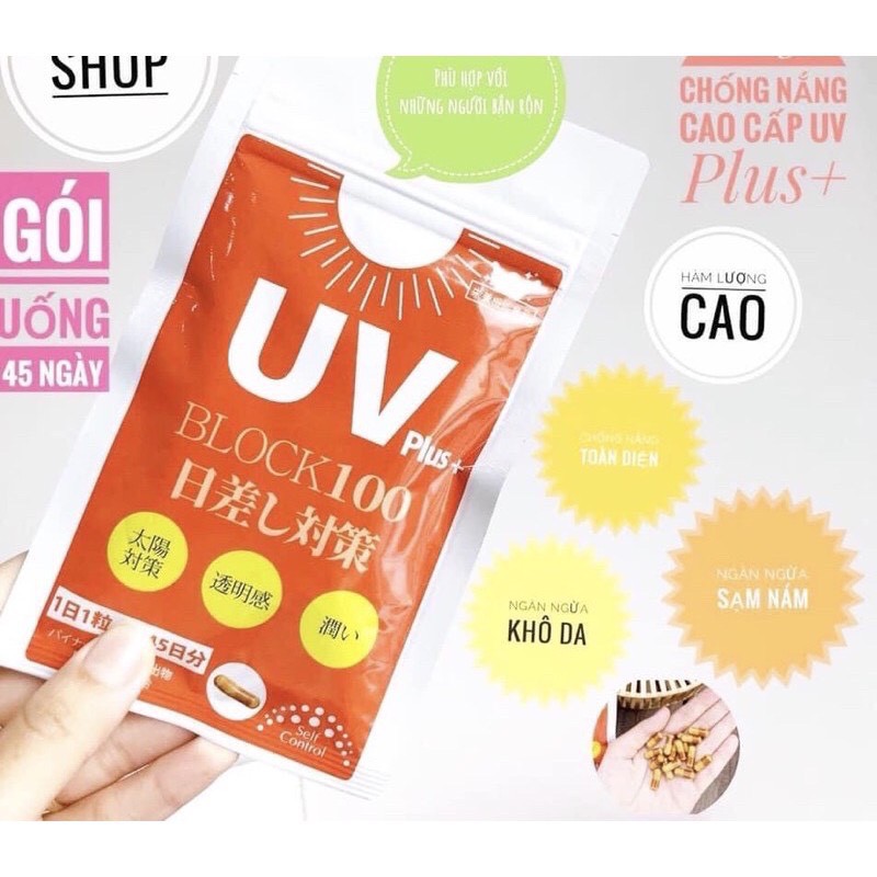 Viên Uống Chống Nắng Nhật Fine UV Care Plus Block100 Chống Nắng Body suốt 24h