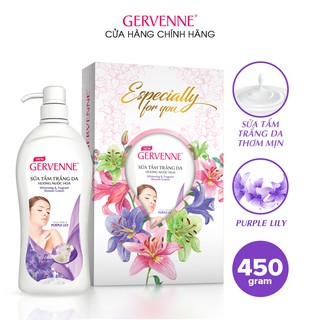 Hộp quà sữa tắm trắng da Gervenne Purple Lily 450gr