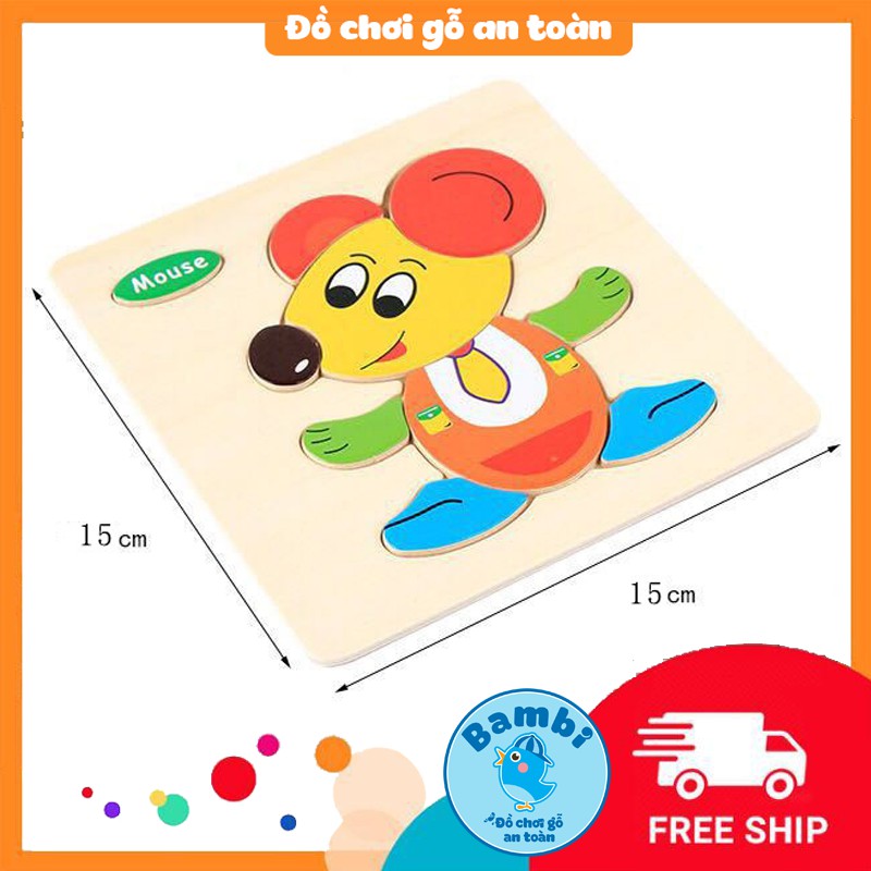 Ghép hình gỗ 3D Montessori cho bé - Tranh ghép hình gỗ puzzle - Bộ ghép hình