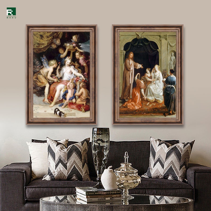 Bức tranh sơn dầu Châu Âu cổ điển cung điện nhân vật trang trí phòng khách nền tường câu lạc bộ lý luận