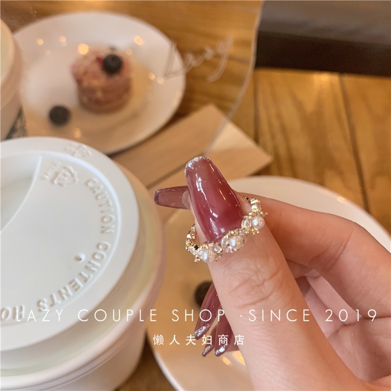 Nhẫn Hở Hình Bướm Đính Ngọc Trai Có Thể Điều Chỉnh