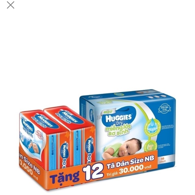 Miếng lót sơ sinh huggies nb1 56 miếng (tặng 12m tã dán nb)