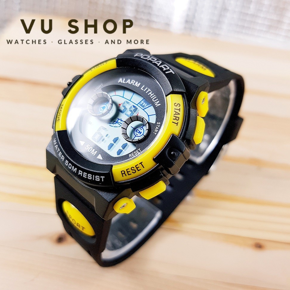 ĐỒNG HỒ BÉ GÁI POPART ĐIỆN TỬ ĐÈN LED ĐỔI MÀU - VÀNG, XANH | BigBuy360 - bigbuy360.vn