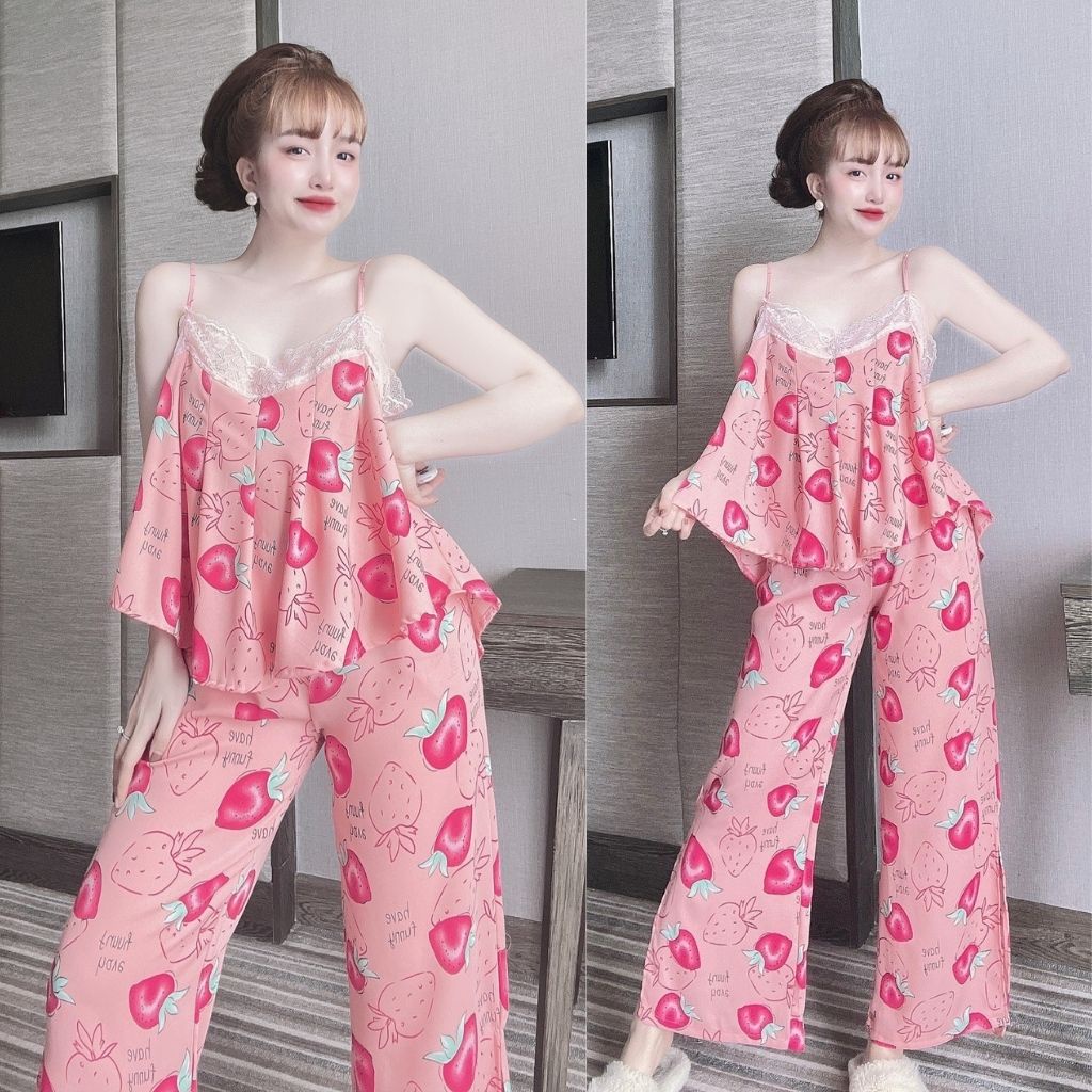 Đồ ngủ nữ MIKY, Đồ ngủ sexy lụa Mango cao cấp mềm mại xinh xắn < 65KG