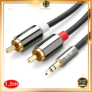 Cáp audio 3.5mm ra 2 đầu hoa sen ugreen 10583 dài 1.5m chính hãng - hapugroup