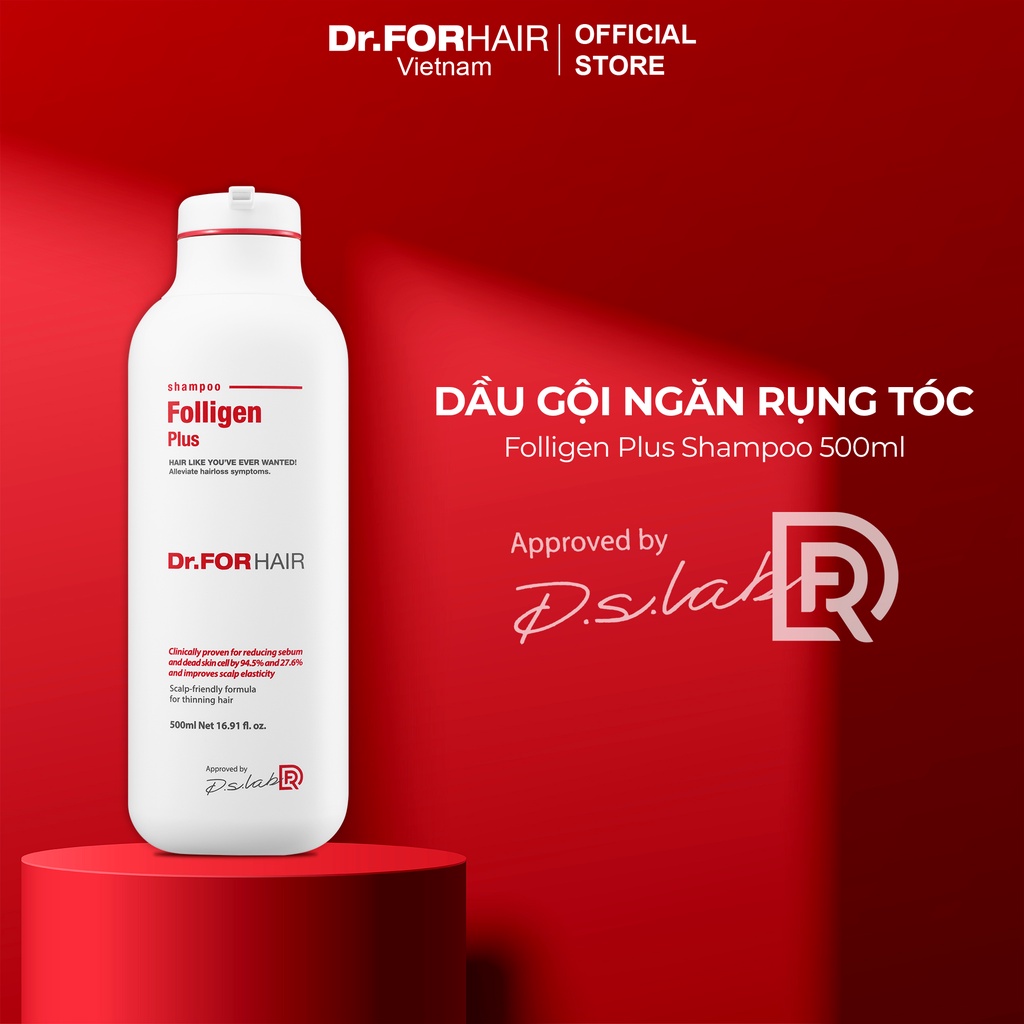Dầu gội đầu sạch gàu, kích thích mọc tóc, giảm rụng tóc Dr.ForHair Folligen Plus Shampoo 500ml - vibesvietnam