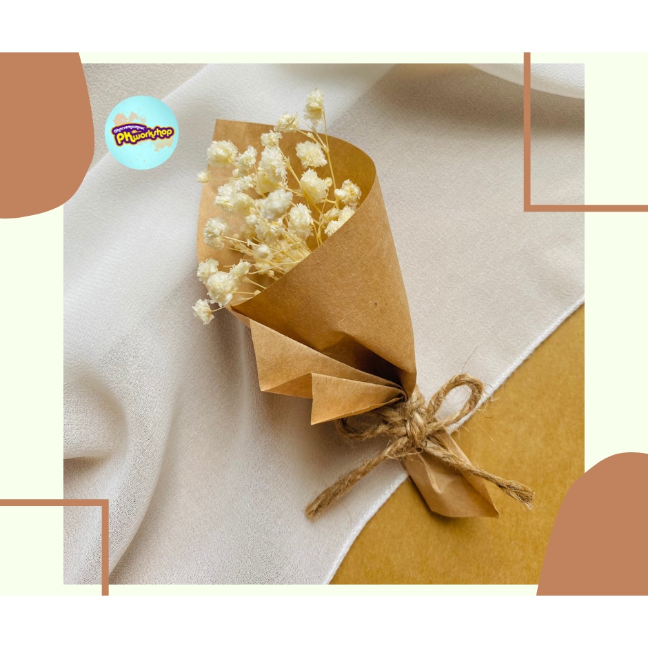 Bó hoa khô mini, hoa baby xinh xinh dùng trang trí thiệp, quà tặng, decor nhà cửa