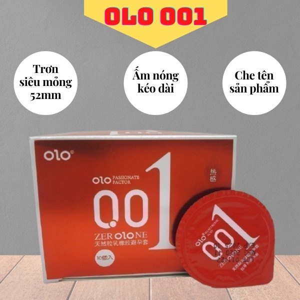 Bao cao su 0.01 OLO đỏ, bao cao su siêu mỏng 0.01mm, siêu ấm hộp 10 bcs - olo kéo dài thời gian quan hệ