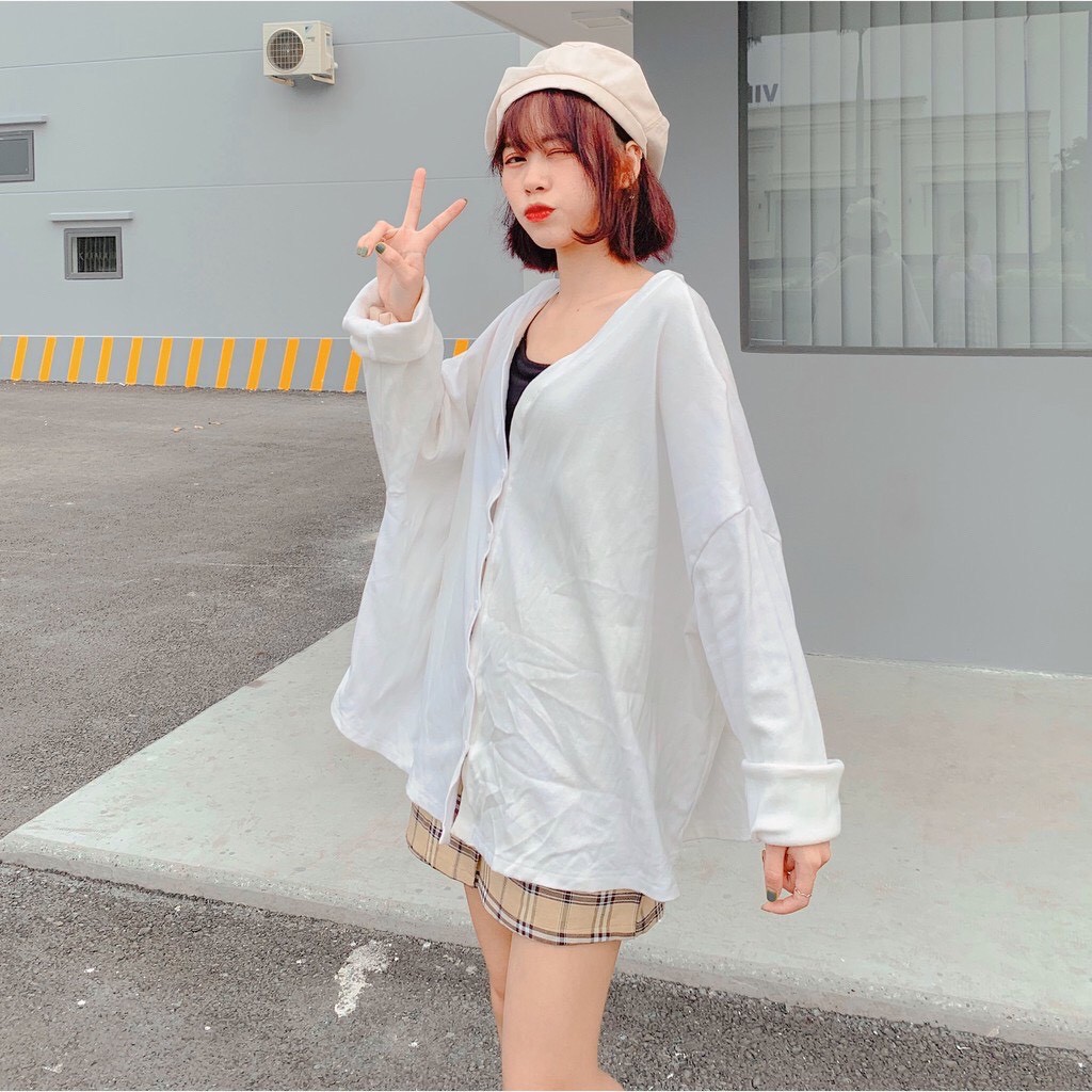 Áo Khoác Cardigan Hàn Trơn Form Rộng Ulzzang