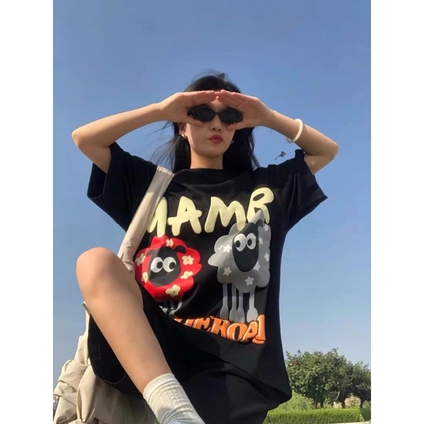 Áo thun form rộng Treminal hình in nổi vải cotton màu đen order - A050