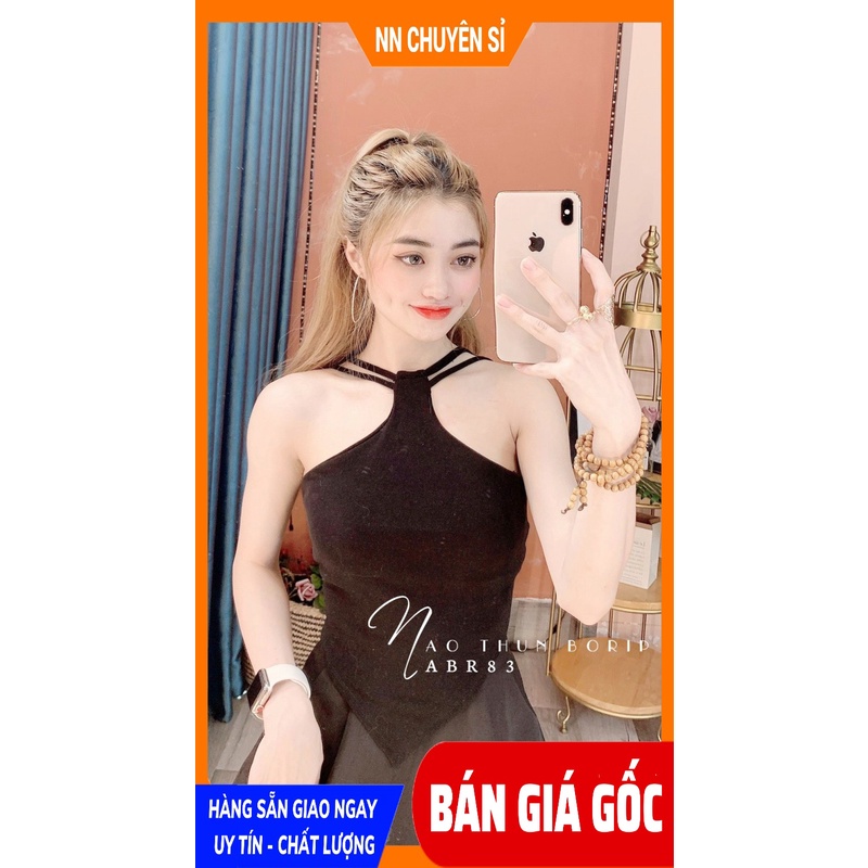 Áo kiểu nữ chất thun borip mềm mịn co giãn lên phom ôm dáng cổ phối kiểu dễ thương ABR