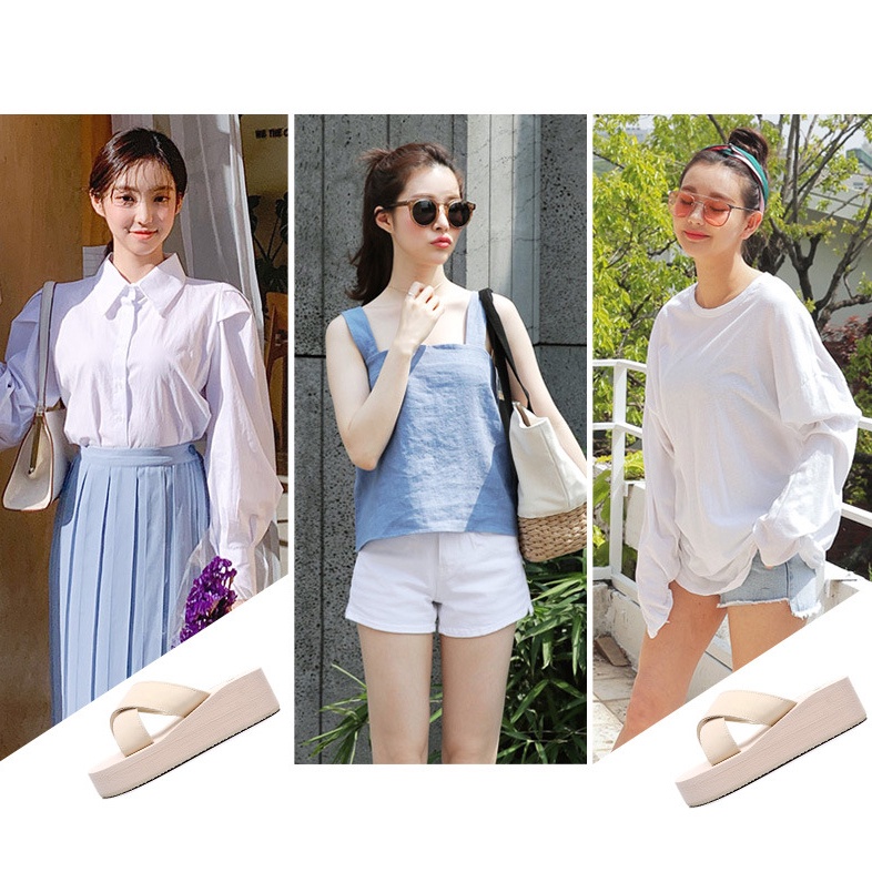 Dép Lê Nữ Đế Sandal Cao Quai Chéo 5P Đi Chơi, Văn phòng,Trong Nhà, Chống Trơn Trượt,Thấm Nước Mẫu Mới